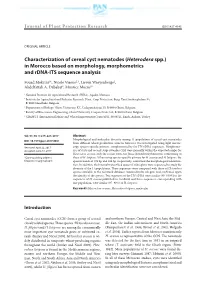 Characterization of Cereal Cyst Nematodes (Heterodera Spp.) in Morocco Based on Morphology, Morphometrics and Rdna-ITS Sequence Analysis