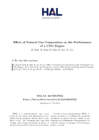 Effect of Natural Gas Composition on the Performance of a CNG Engine K
