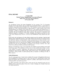 FINAL REPORT Cyclone Sidr United Nations Rapid Initial Assessment Report with a Focus on 9 Worst Affected Districts 22 November 2007