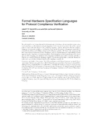 Formal Hardware Specification Languages for Protocol Compliance Verification