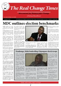 MDC Outlines Election Benchmarks