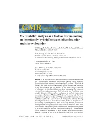 Microsatellite Analysis As a Tool for Discriminating an Interfamily Hybrid Between Olive Flounder and Starry Flounder