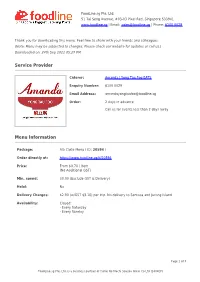 Service Provider Menu Information