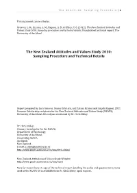 The New Zealand Attitudes and Values Study 2010: Sampling Procedure and Technical Details
