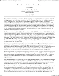 The Von Neumann Architecture of Computer Systems