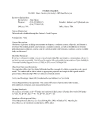 COURSE SYLLABUS LS 2400 – Basic Geodesy for Today's GPS
