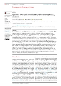 Hysteresis of the Earth System Under Positive and Negative CO2 Emissions