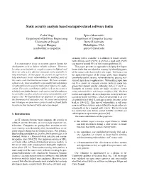 Static Security Analysis Based on Input-Related Software Faults