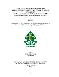 The Effectiveness of Concept Attainment