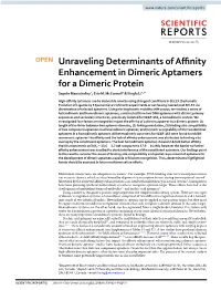 Unraveling Determinants of Affinity Enhancement in Dimeric Aptamers