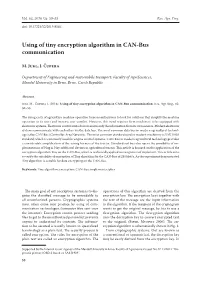 Using of Tiny Encryption Algorithm in CAN-Bus Communication