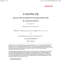 Calling CQ: Adventures of Short Wave Radio Operators