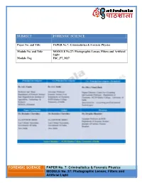 Criminalistics & Forensic Physics MODULE No. 27