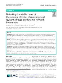 Detecting the Stable Point of Therapeutic Effect of Chronic Myeloid