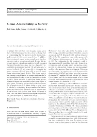 Game Accessibility: a Survey
