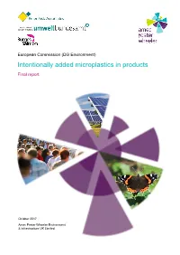 Intentionally Added Microplastics in Products Final Report