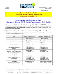 RADIOACTIVE MATERIALS SECTION Revisions 3 and 4 Filing Instructions