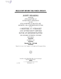 Regulatory Reform Task Forces Check–In Joint