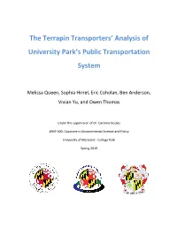 2019 UMD University Park Transportation Analysis