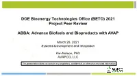 Advance Biofuels and Bioproducts with AVAP