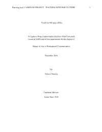 Capstone Project: Teaching with Pop Culture 1