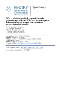 Effects of Simulated Microgravity on the Expression Profiles of RNA