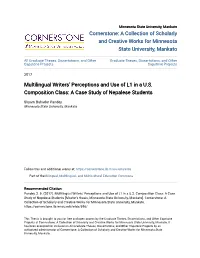 Multilingual Writers' Perceptions and Use of L1 in a U.S. Composition Class