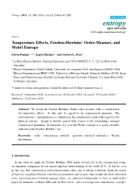 Temperature Effects, Frieden–Hawkins' Order-Measure, and Wehrl Entropy