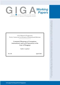 Contested Meanings of Corruption: International and Local Narratives in the Case of Paraguay