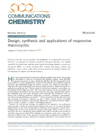 Design, Synthesis and Applications of Responsive Macrocycles