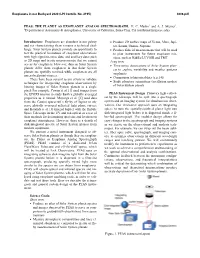 PEAS: the PLANET AS EXOPLANET ANALOG SPECTROGRAPH. E. C. Martin1 and A