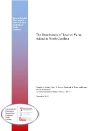 The Distribution of Teacher Value Added in North Carolina