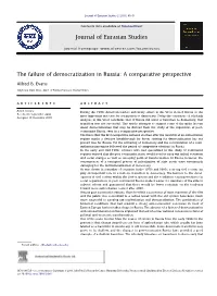 The Failure of Democratization in Russia: a Comparative Perspective