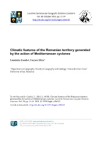 Climatic Features of the Romanian Territory Generated by the Action of Mediterranean Cyclones