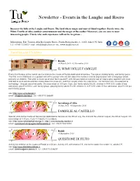 Events in the Langhe and Roero