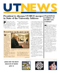 President to Discuss UT-MUO Merger in State of the University Address