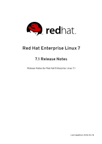 Red Hat Enterprise Linux 7 7.1 Release Notes