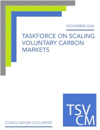 Taskforce on Scaling Voluntary Carbon Markets: Consultation Document