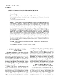 Temporal Coding of Sensory Information in the Brain