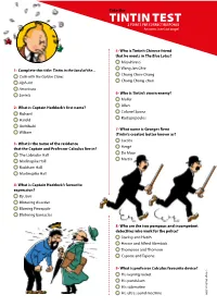TINTIN TEST 2 POINTS PER CORRECT RESPONSE Answers (See Last Page)