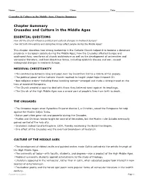 Chapter Summary Crusades and Culture in the Middle Ages