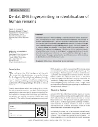 Dental DNA Fingerprinting in Identification of Human Remains