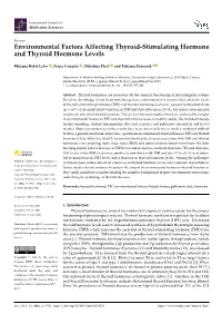 Environmental Factors Affecting Thyroid-Stimulating Hormone and Thyroid Hormone Levels