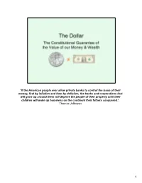Lawful Money Presentation Speaker Notes