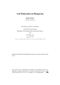 Left Dislocation in Hungarian