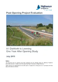 Post Opening Project Evaluation A1 Dishforth to Leeming One Year