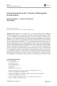Some General Points on the -Measure of Heterogeneity in Meta-Analysis