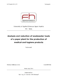 Analysis and Reduction of Wastewater Loads of a Paper Plant for the Production Of