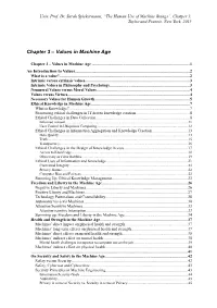 Chapter 3 – Values in Machine Age