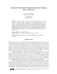 Cognitive Structure in Viennese Twelve-Tone Rows